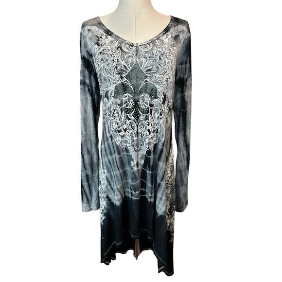Vocal Y2K Long Sleeve Embellished Hi Low Whimsigoth Dark Fairy Dress Size Large - Picture 1 of 16